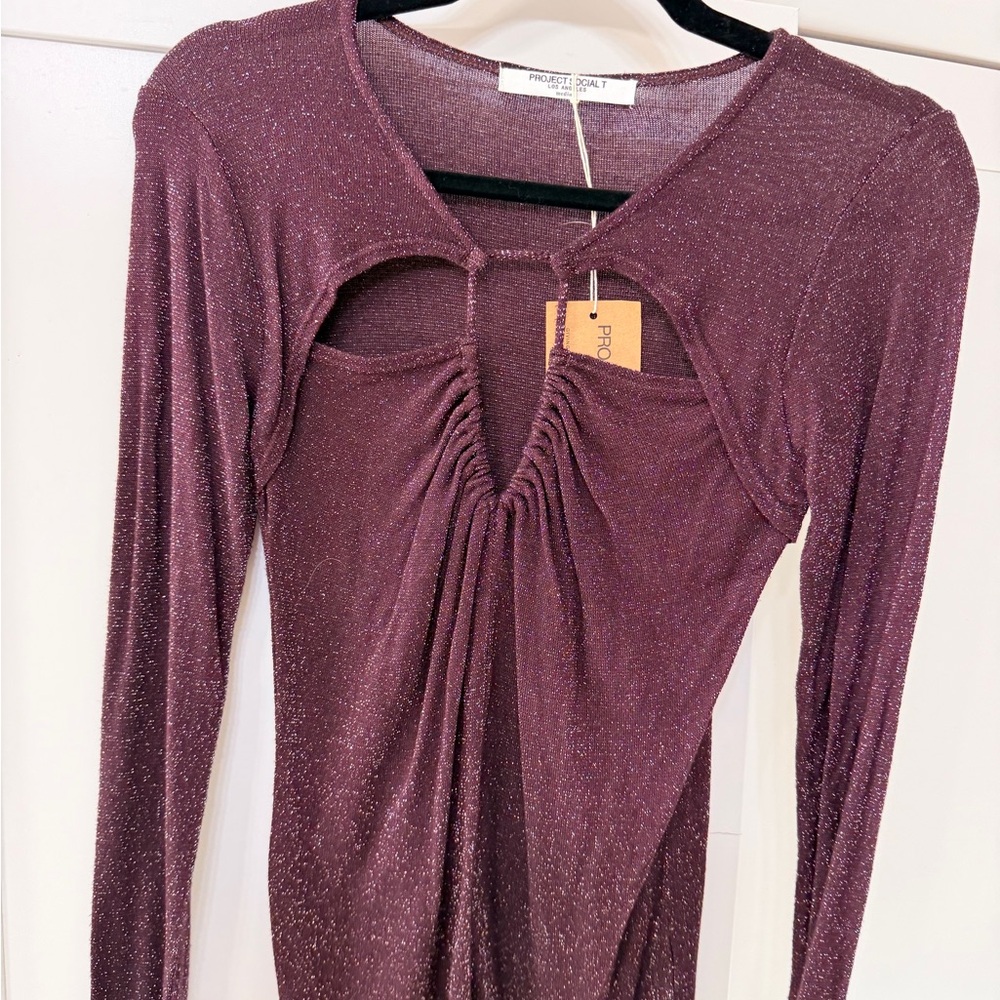 Cassidy Cut-Out Lurex Longsleeve Royal Plum - M